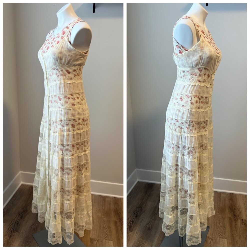 SOLD Floral Cottage Core lace dress
